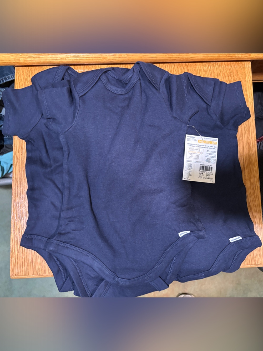 Gerber Navy Blue Cotton Bodysuit Set